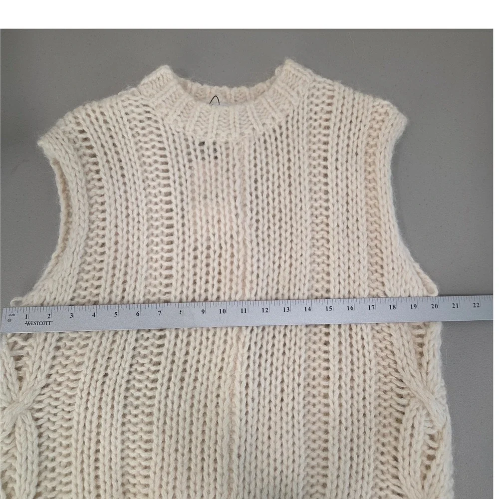 Zara Womens Cream Sweater Vest Size S Chunky Cable Knit Sleeveless Academia NWT - Picture 10 of 13